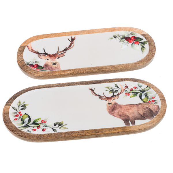 Oval Holiday Stag Serving Tray