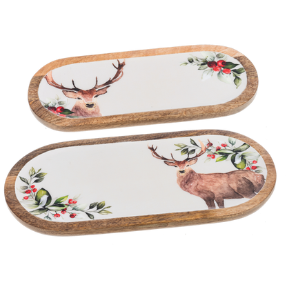 Oval Holiday Stag Serving Tray