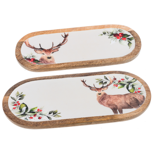 Oval Holiday Stag Serving Tray