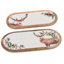 Load image into Gallery viewer, Oval Holiday Stag Serving Tray
