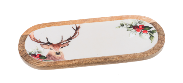 Oval Holiday Stag Serving Tray