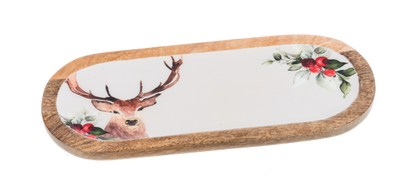 Oval Holiday Stag Serving Tray