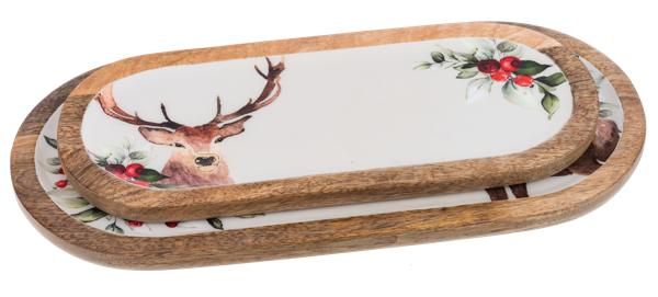 Oval Holiday Stag Serving Tray