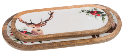 Oval Holiday Stag Serving Tray