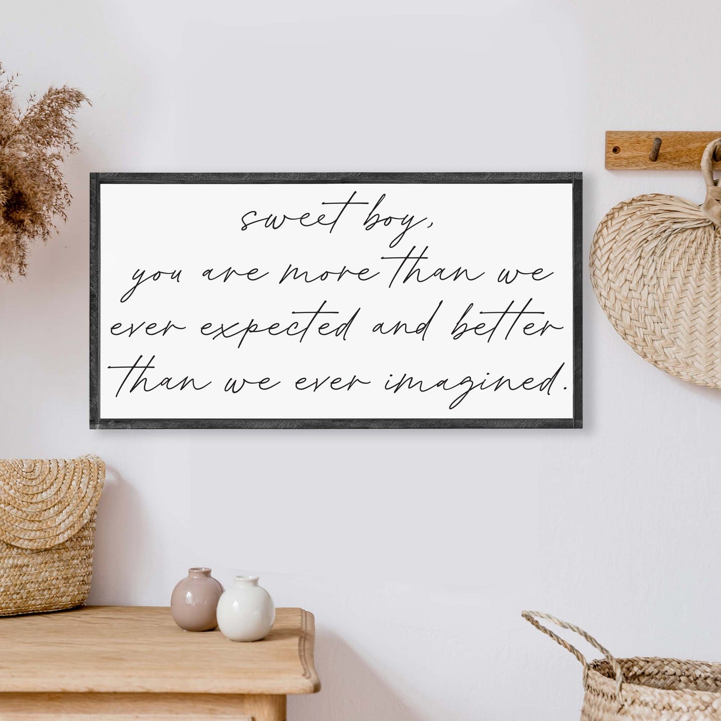 Sweet Boy Nursery Room Wood Sign: Espresso