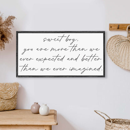 Sweet Boy Nursery Room Wood Sign: Espresso