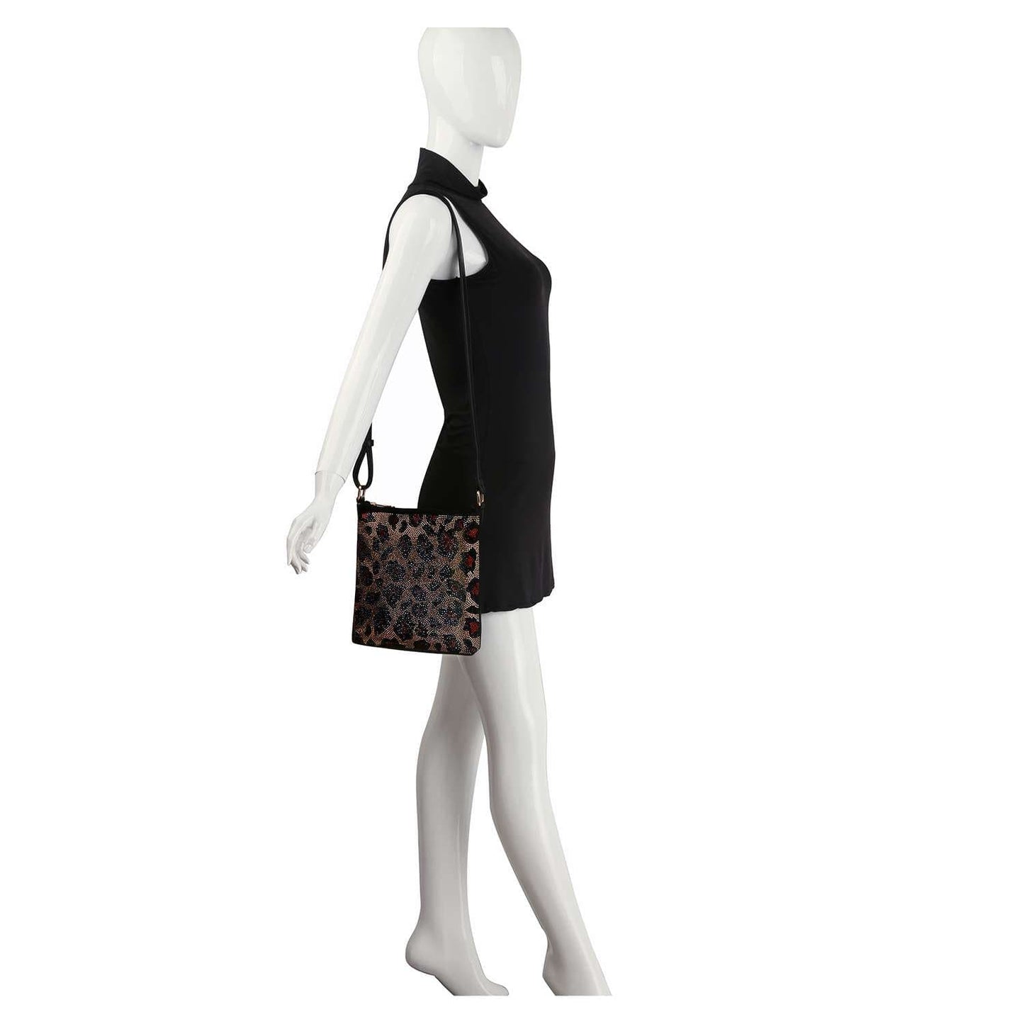 Handbag Express - Leopard Print Rhinestone Crossbody Sling