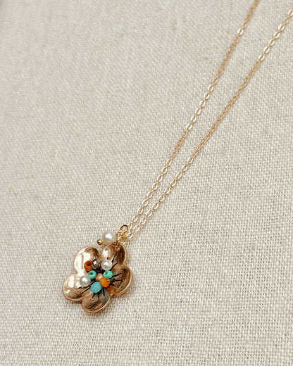 Freshwater Pearl Mixed Bead Flower Necklace 245067