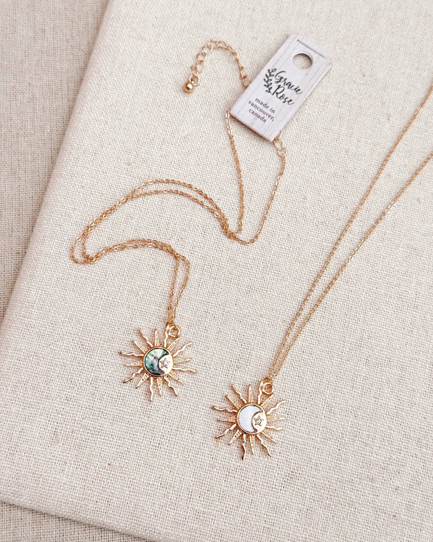 Gracie Rose Designs - Sun, Moon, Stars Shell Charm Necklace