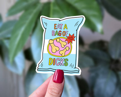 Sticky Moods - Eat a Bag of Dicks Sticker, Sarcastic Funny Vinyl Sticker