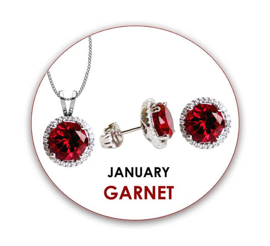 Swarovski CZ Pendant & Earrings Set: January