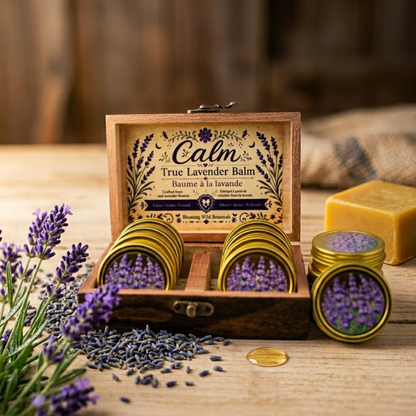 Blooming Wild Botanicals - Calm Balm True Lavender Balm  | 12 Pack + Free Wood Display