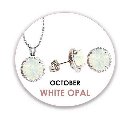 Swarovski CZ Pendant & Earrings Set: October