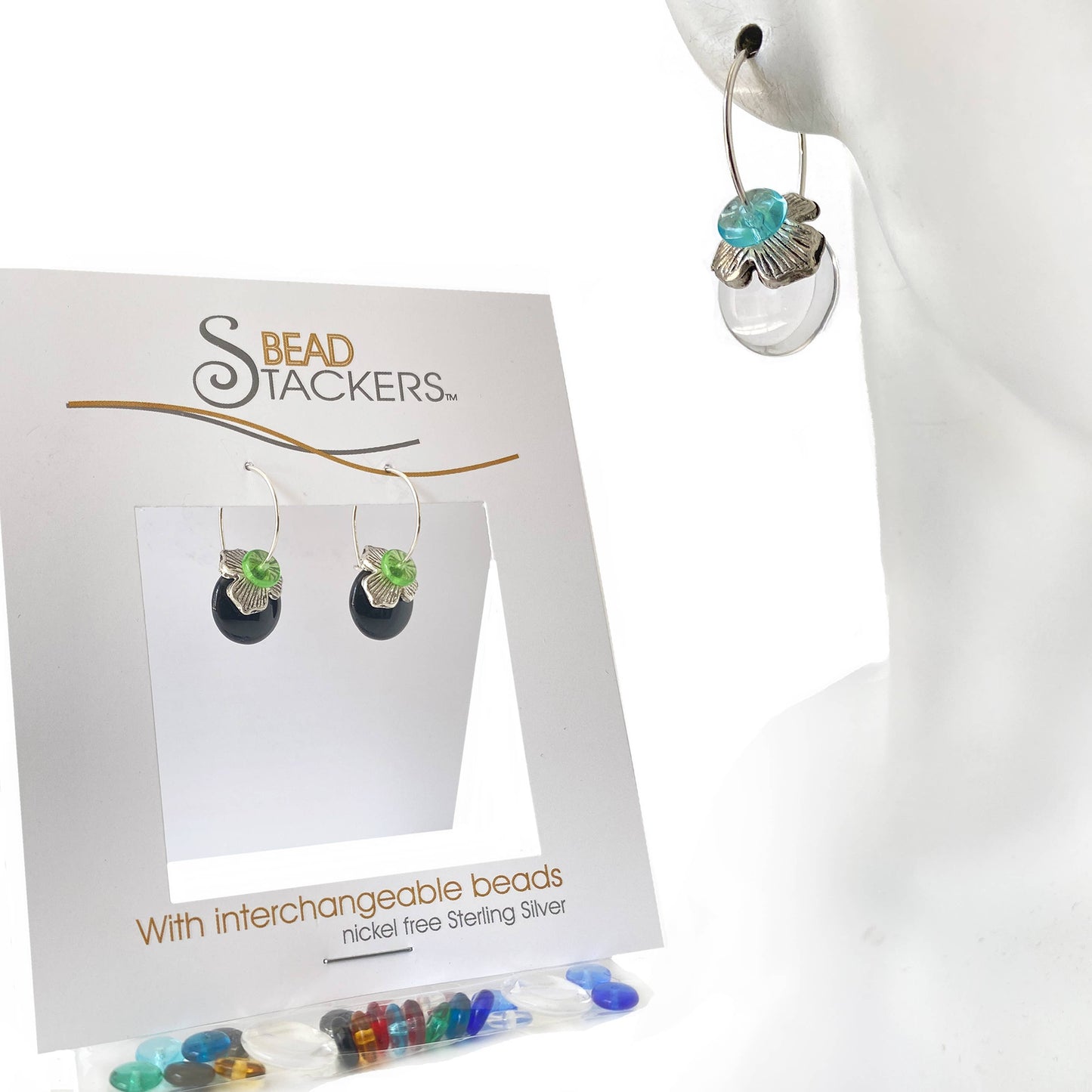 FLR32 - Earrings come with 10 interchangeable colours.