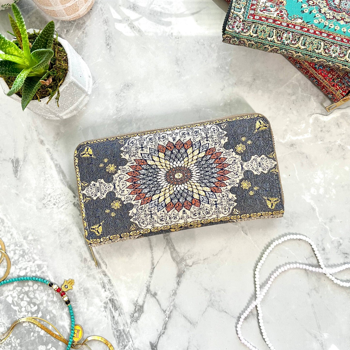 Blue & Cream Wallet Women