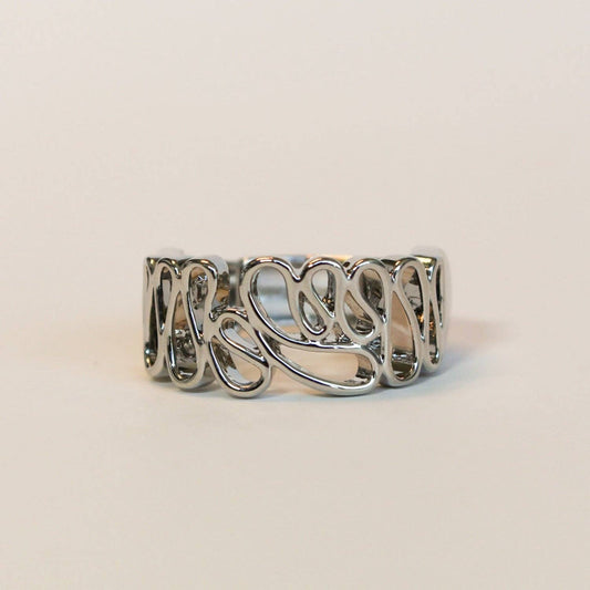La-a SOLE - Swirled Design Silver Stretch Ring