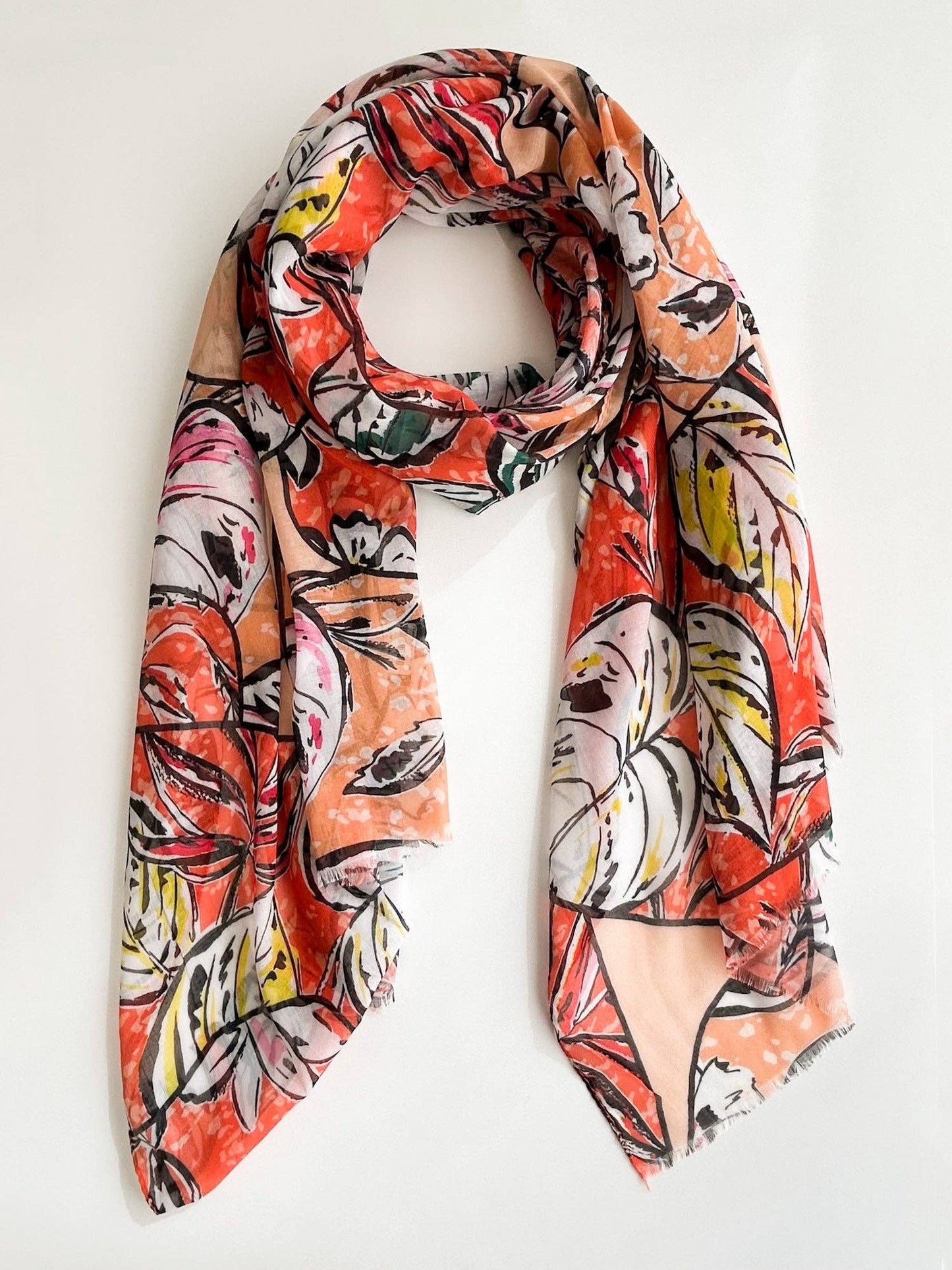 Joanne - Spring/Summer Orange Leaf Scarf