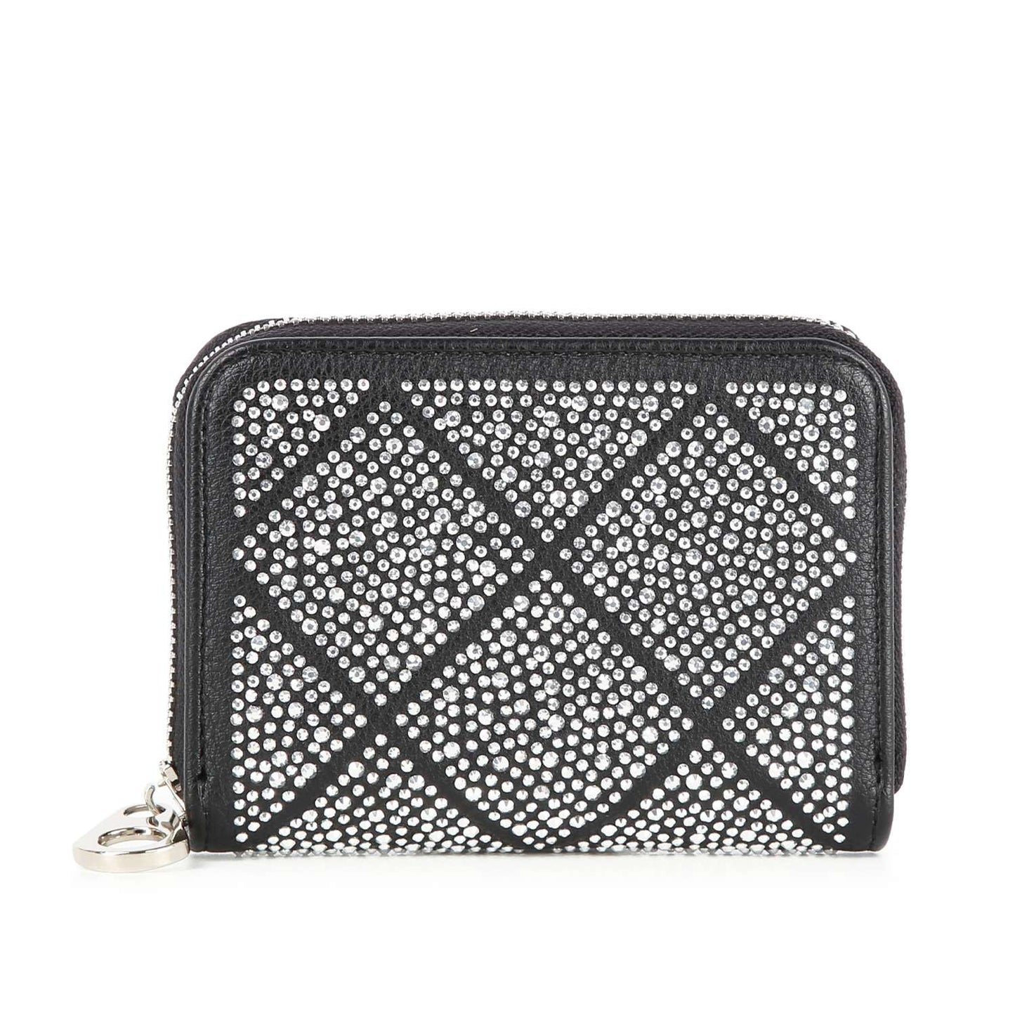 Handbag Express - Rhinestone Design Petite Zip Around Wallet