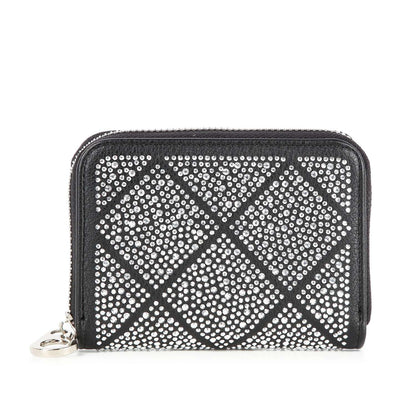 Handbag Express - Rhinestone Design Petite Zip Around Wallet