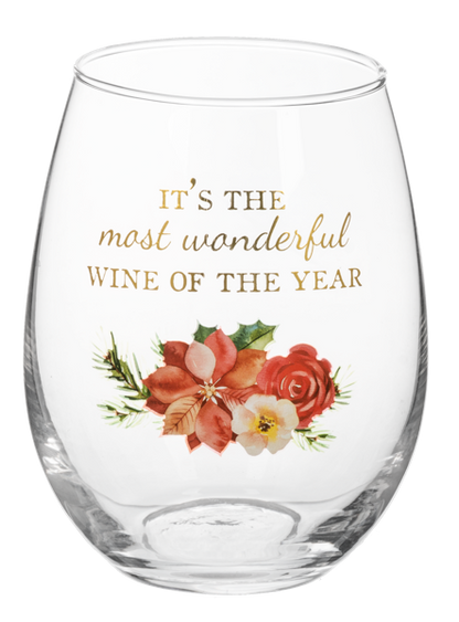 Winter Floral Wine Glass
