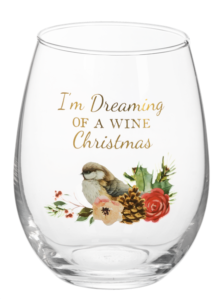 Winter Floral Wine Glass
