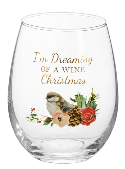 Winter Floral Wine Glass