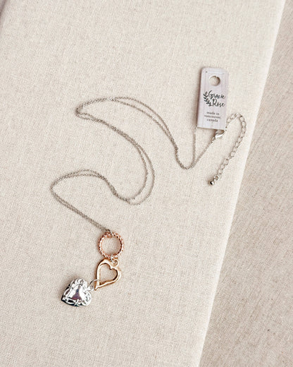 Mixed Metals Heart Locket Pendant Necklace
