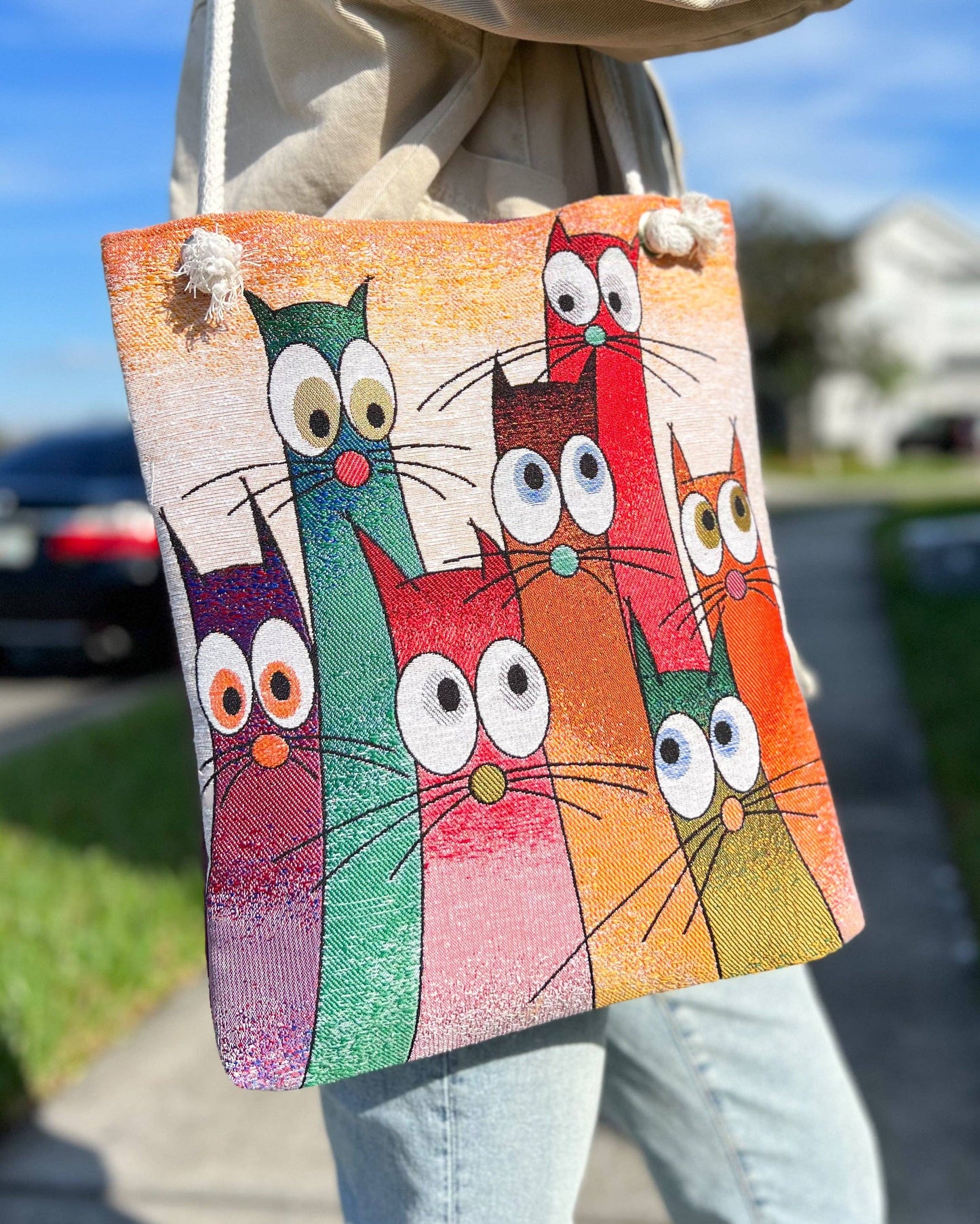 Large Eyed Cats Tote Bag
