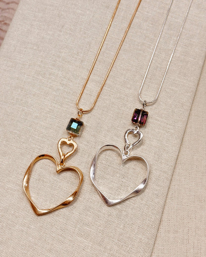 Crystal Large Heart Statement Pendant Necklace