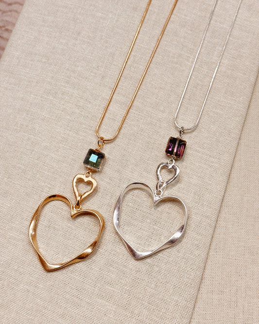 Crystal Large Heart Statement Pendant Necklace 37872