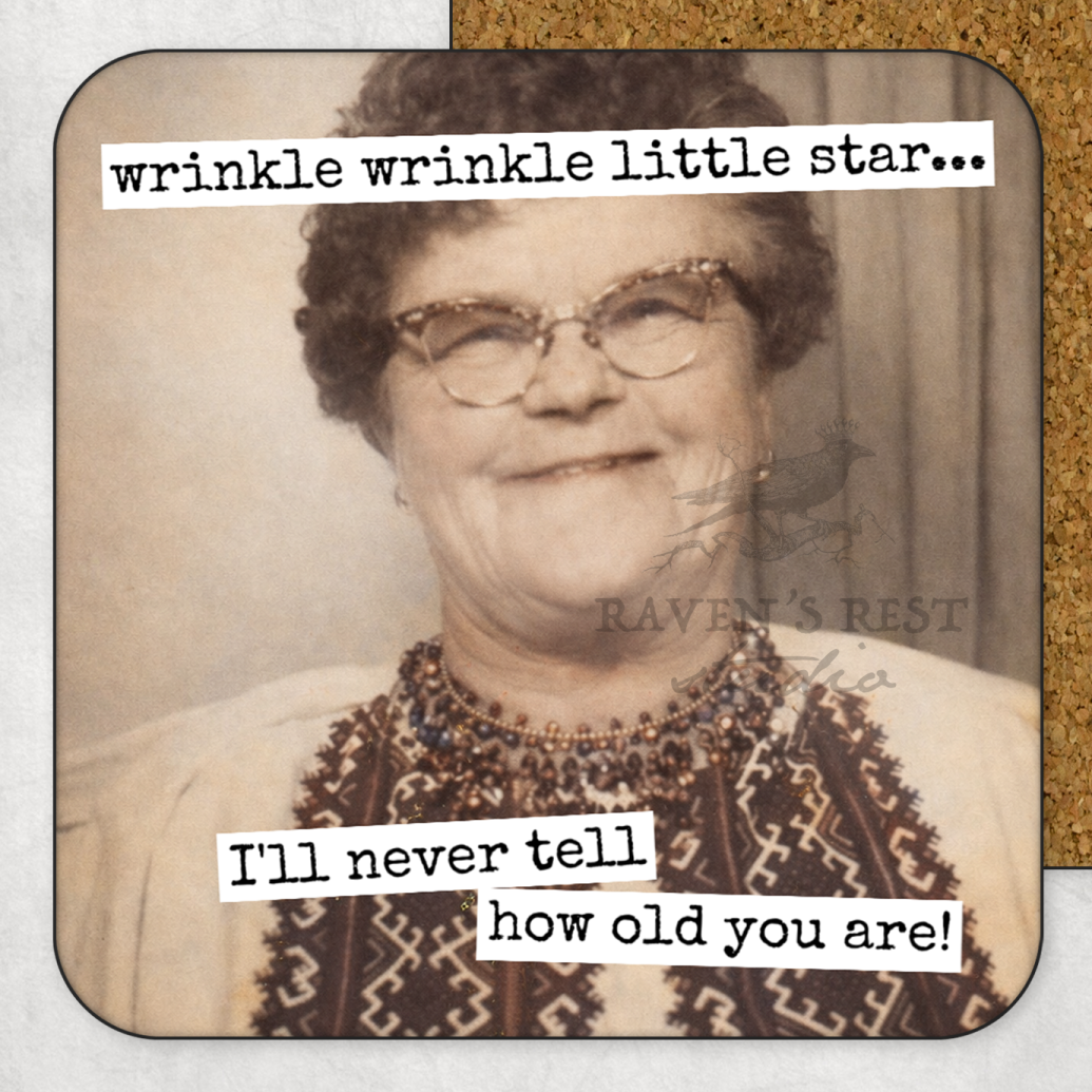 COASTER. Wrinkle Wrinkle... Cheeky Novelty Funny Vintage.