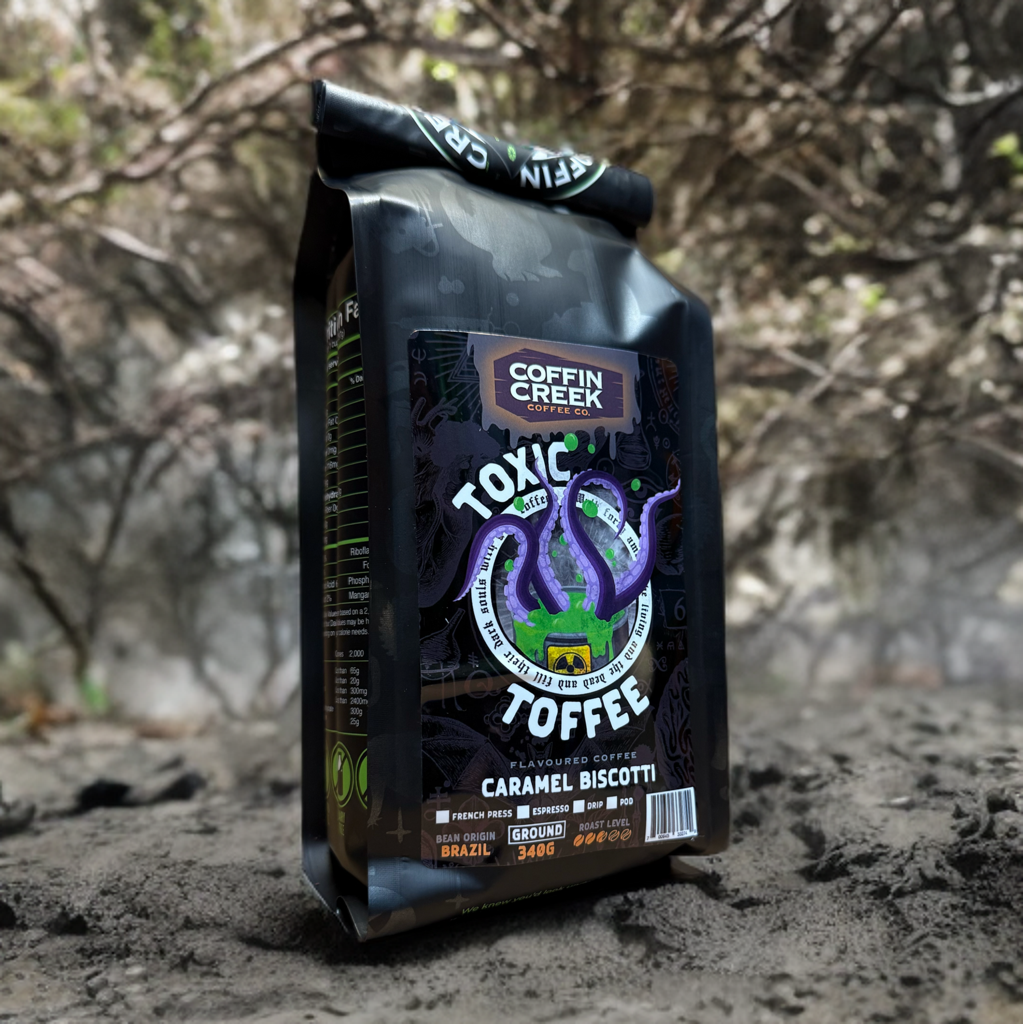 Coffin Creek Coffee - Toxic Toffee - Caramel Biscotti Flavor