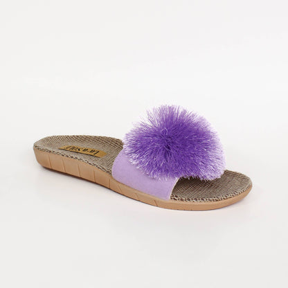 Pom Pom Slides – Lilac | Women’s Slip-On Summer Sandals
