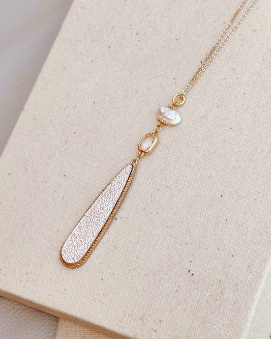 Keshi Pearl and Glass Teardrop Necklace 245214