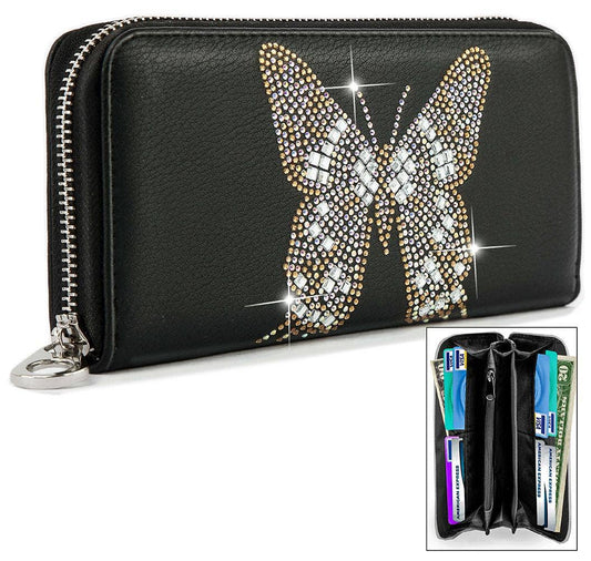 Handbag Express - Rhinestone Butterfly Accordion Wallet