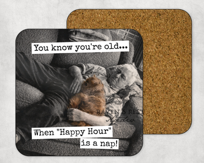 COASTER. Happy Hour Nap. Cheeky Novelty Gift Funny Vintage.