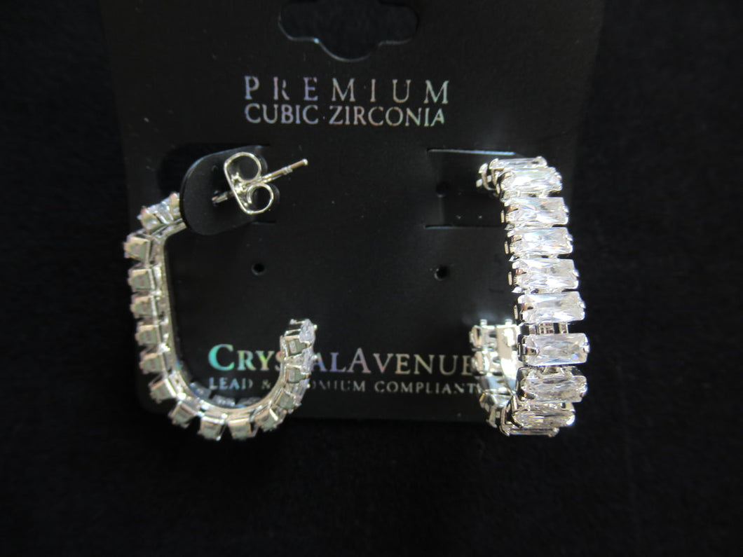 CZ Long Hoop Earrings