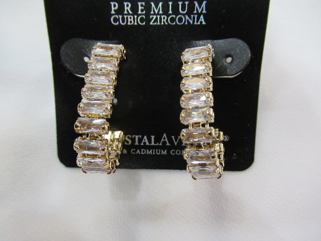CZ Long Hoop Earrings
