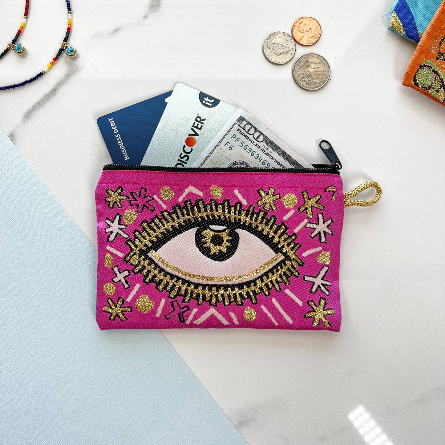 Pink Evil Eye Coin Purse