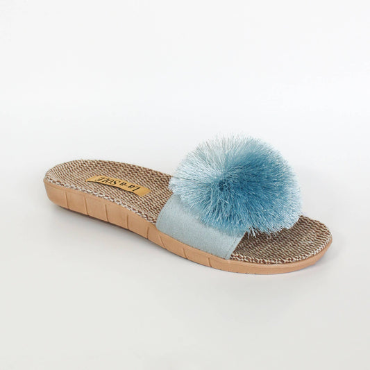 Pom Pom Slides – Seafoam | Women’s Slip-On Summer Sandals