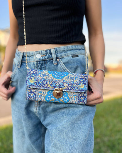 Blue &Gold Turkish Crossbody Bag
