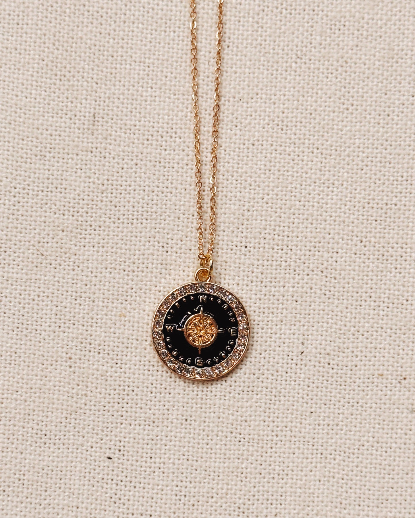 Double Sided Gold Compass Necklace