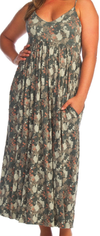 Floral Stretch Maxi Dress with Pockets