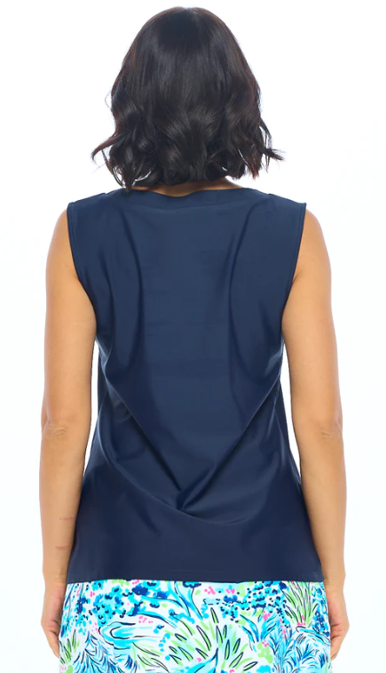 Gina Split Neck Sleeveless Top