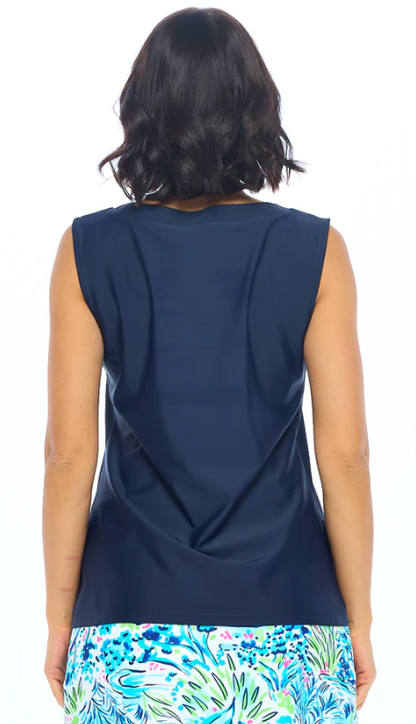 Gina Split Neck Sleeveless Top