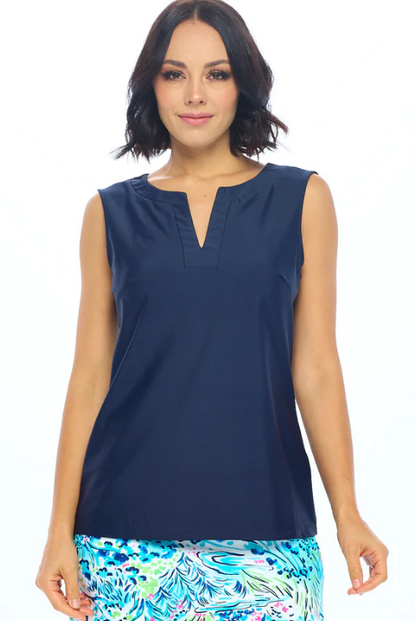 Gina Split Neck Sleeveless Top