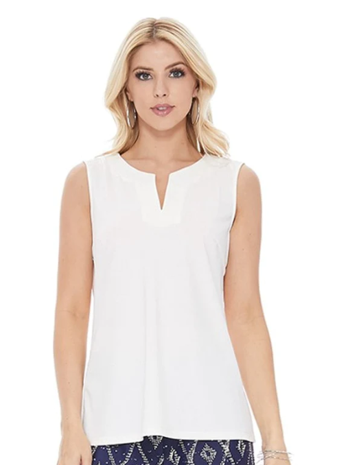 Gina Split Neck Sleeveless Top