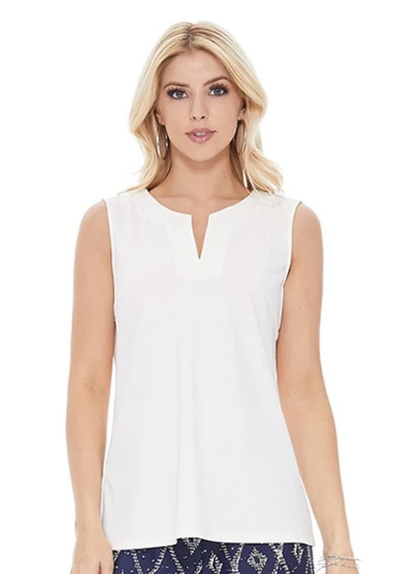 Gina Split Neck Sleeveless Top