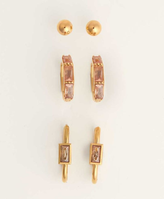 Narelle Rectangular Hoop Earring Trio