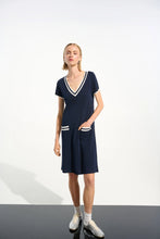 Load image into Gallery viewer, Viscose Knit A-line Dress with Trim
